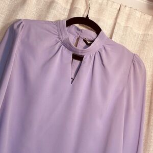 Allegra K Lavender Keyhole Blouse